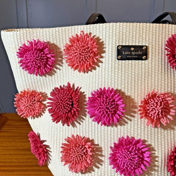 Kate Spade Montigo Avenue Anabette Floral Raffia Tote EUC – 21"x13"x7" - Picture 2 of 10